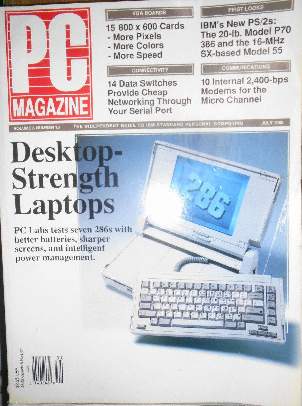 PC Magazine - 6 issues lot, 1989 - Laptops, Presentation Graphics, LANs, 386s