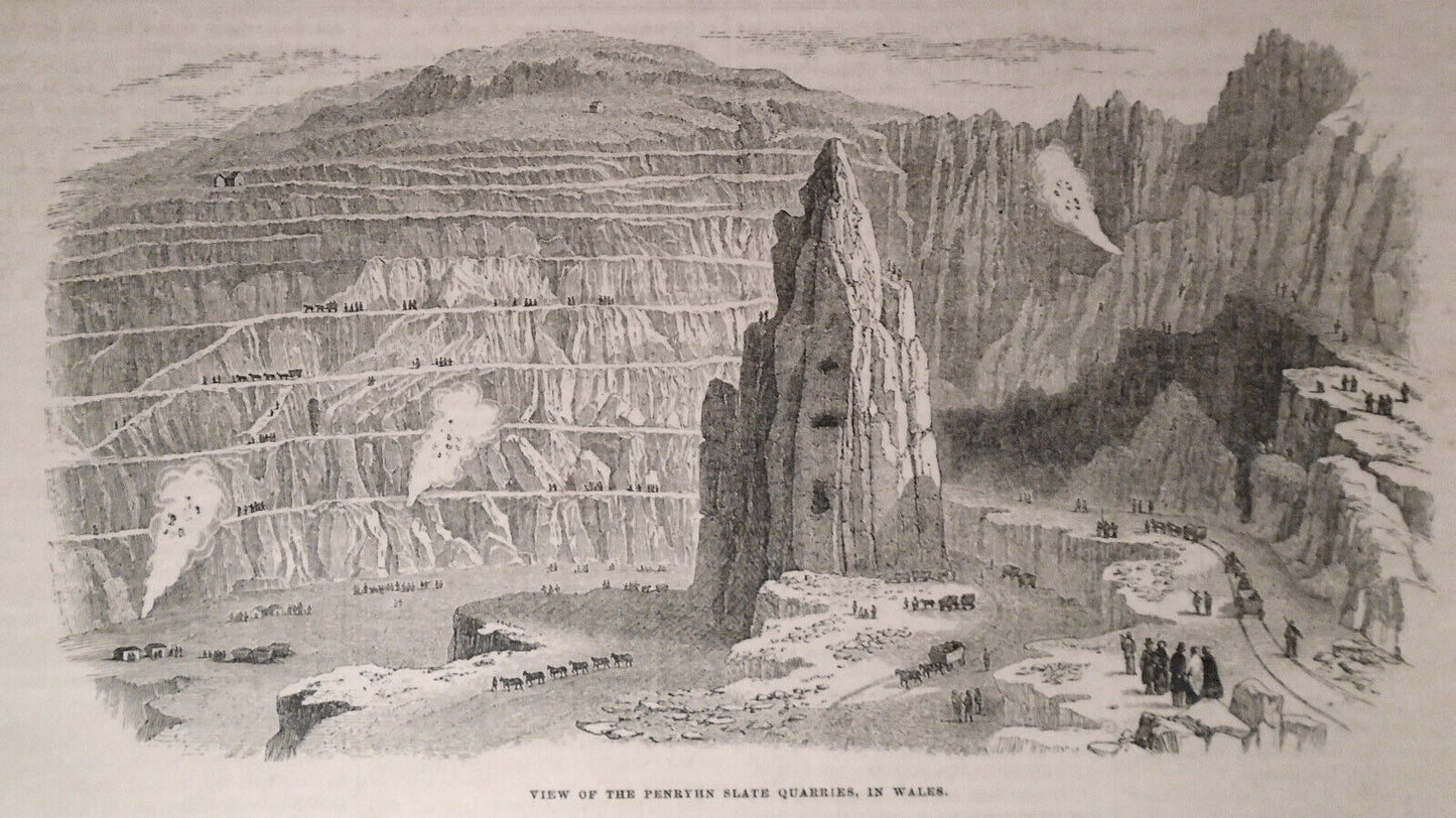 Penryhn Slate Quarries In Wales + Franciscans Convent - Gleason's Pictorial 1852