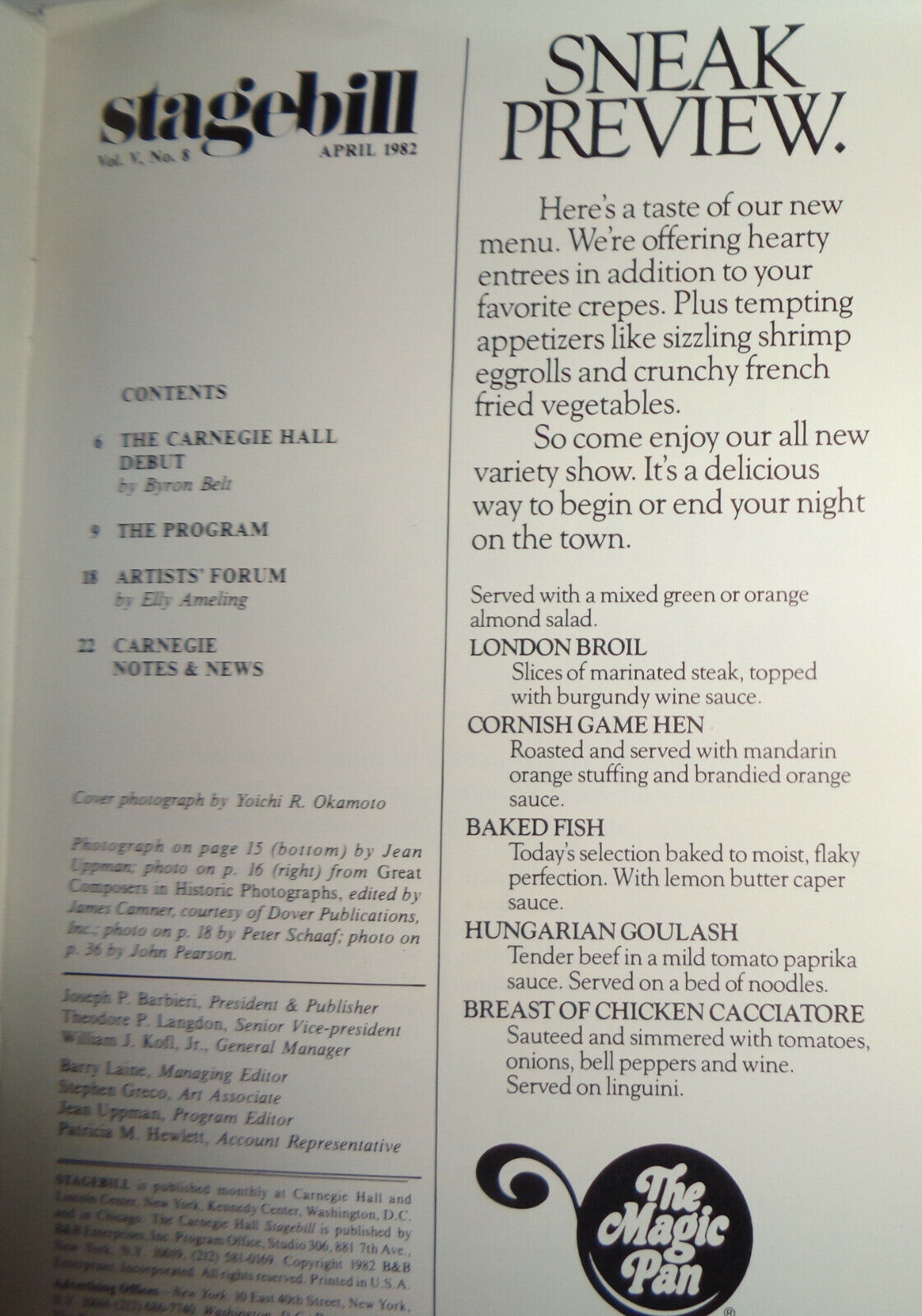 SAVE IT* WITH MUSIC - CARNEGIE HALL STAGEBILL 1982 FAYE DUNAWAY, LIZA MINNELLI