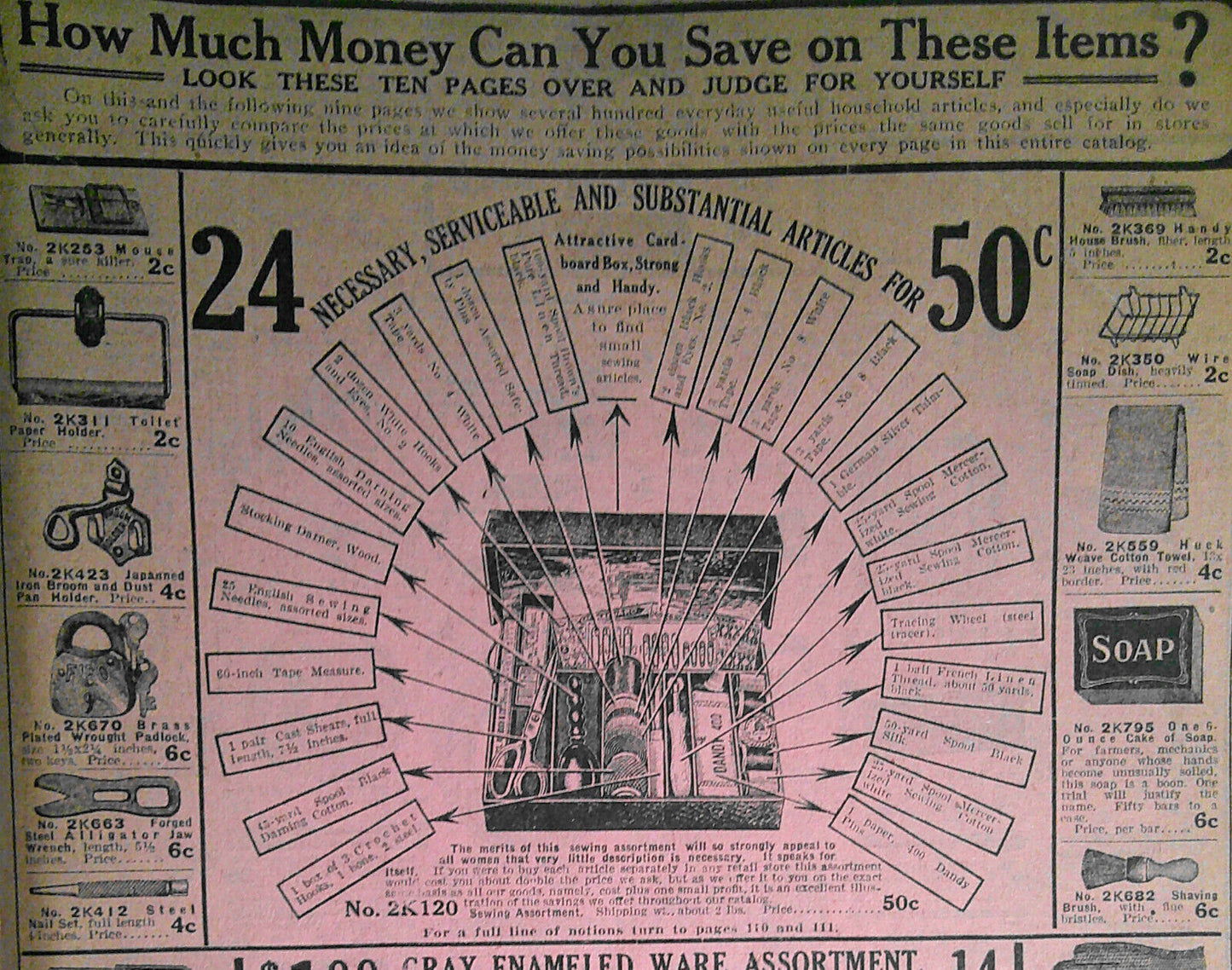 10 pages of household bargains from Sears, Roebuck & Co Retail Catalog 1905