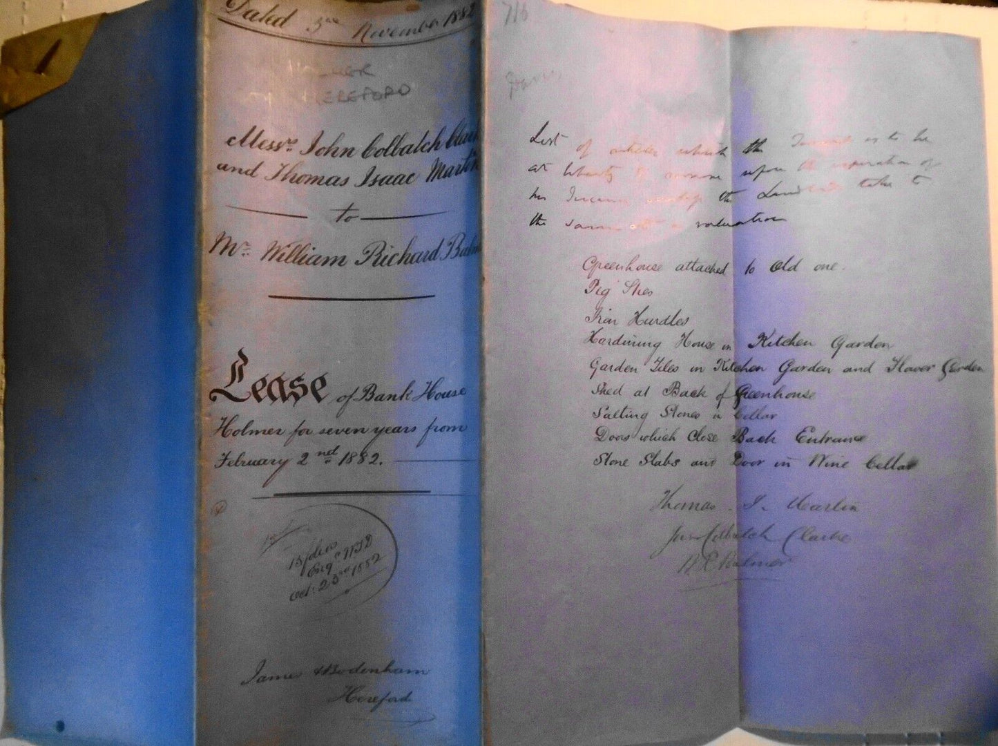1882 Lease indenture. Hereford, England