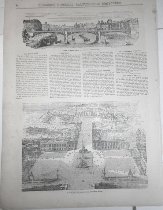 City Of Paris - Bridge Louis Philippe & Place De La Concorde - Gleason's 1852