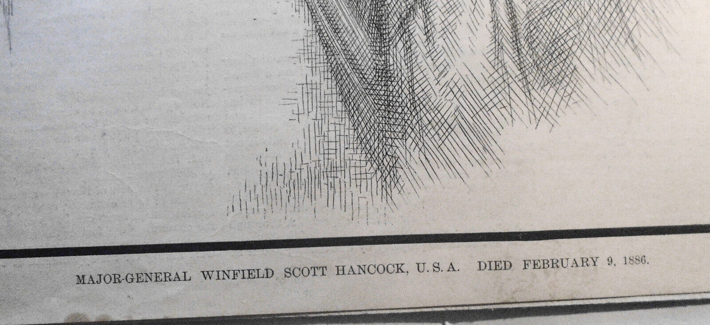 Major-General Winfield Scott Hancock by Nast. Harper's Weekly February 20,  1886