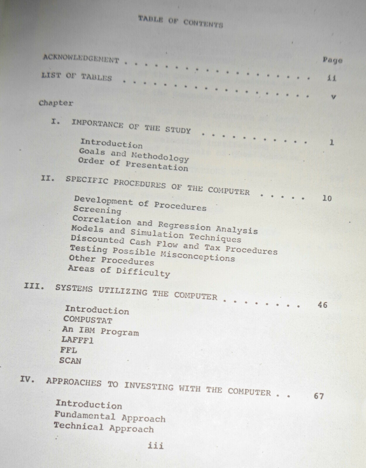 1970 Use of the computer in the stock selection process, by Bruce Kersey.