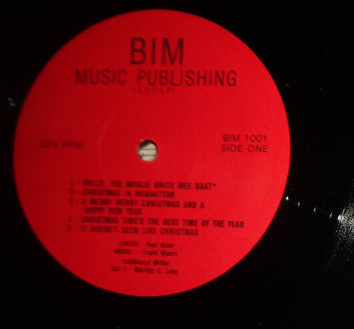 Original Christmas Songs LP - Paul Buiar (lyrics); Frank Maerz (music). BIM Musi