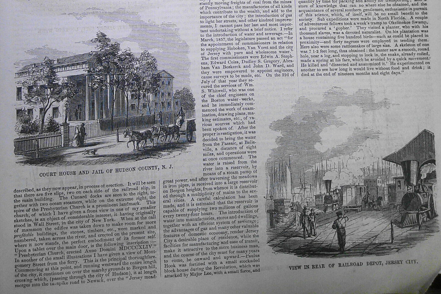 Jersey City, State of New Jersey - Story & 6 Prints - Ballou's Pictorial, 1857.