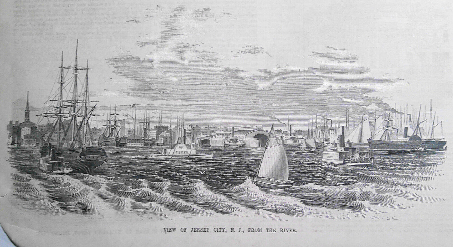 Jersey City, State of New Jersey - Story & 6 Prints - Ballou's Pictorial, 1857.