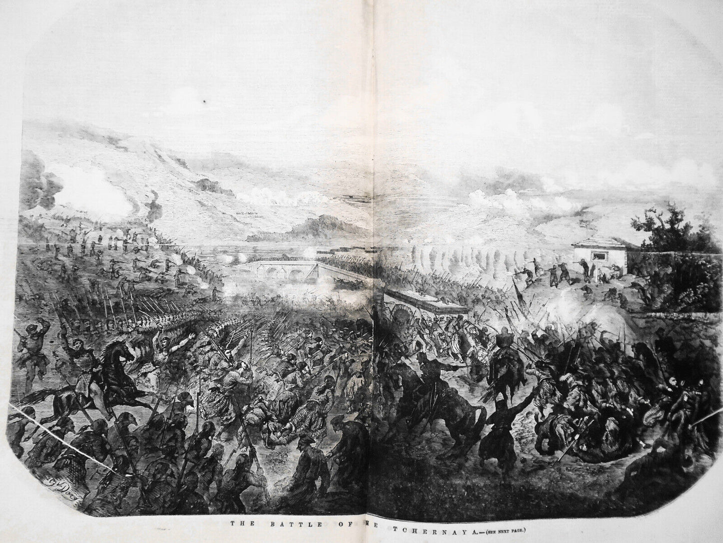 The Battle of the Chernaya - Illustrated London News, 1855 - 22 x 16 in Original