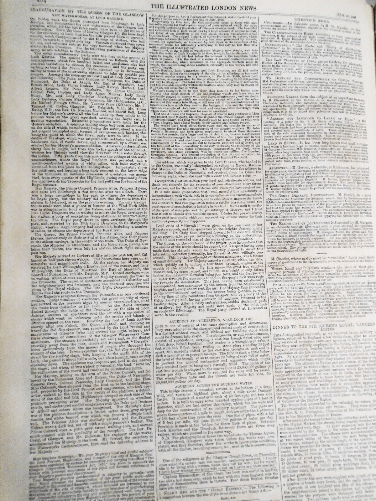 The Illustrated London News, October 22, 1859. Great Eastern; Glasgow Waterworks