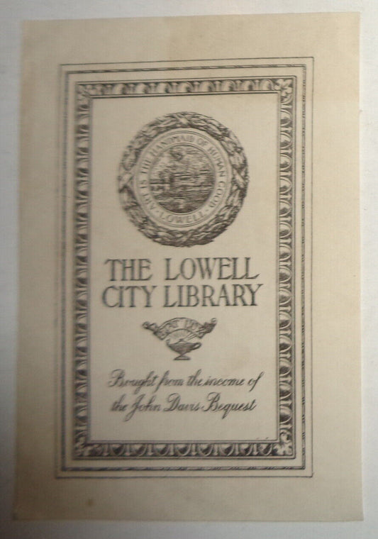 Lowell City Library Ex Libris Bookplate - circa 1912