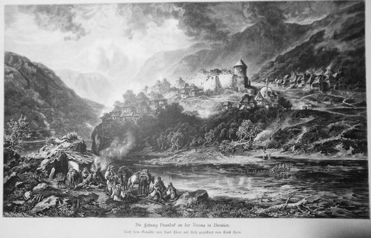 1882 Die Festung Vranduk an der Bosna in Bosnien by Karl Ebert ... Ernst Heyn.