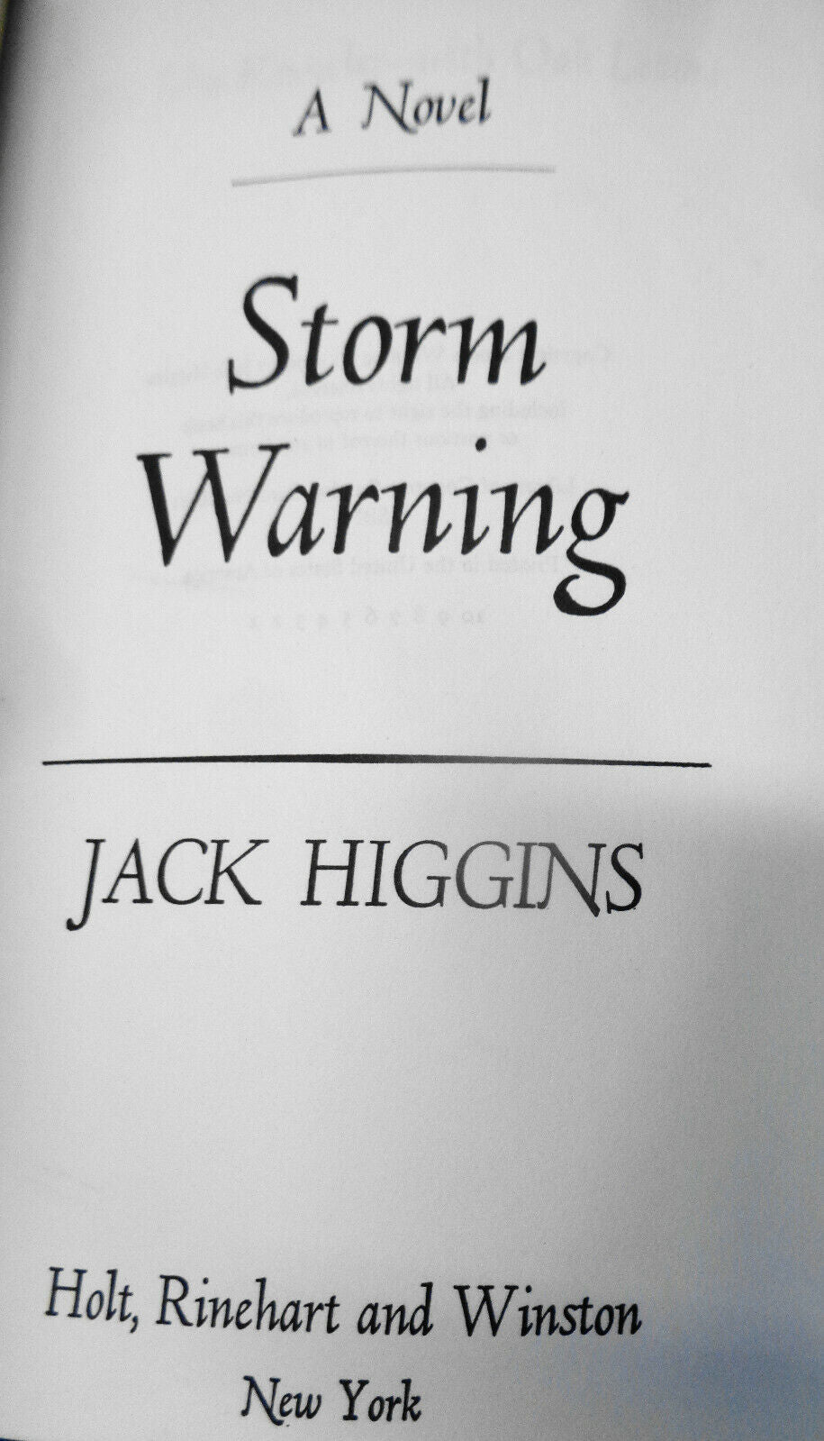 Jack Higgins - Storm Warning - Advance Reading Copy 1976 First Edition