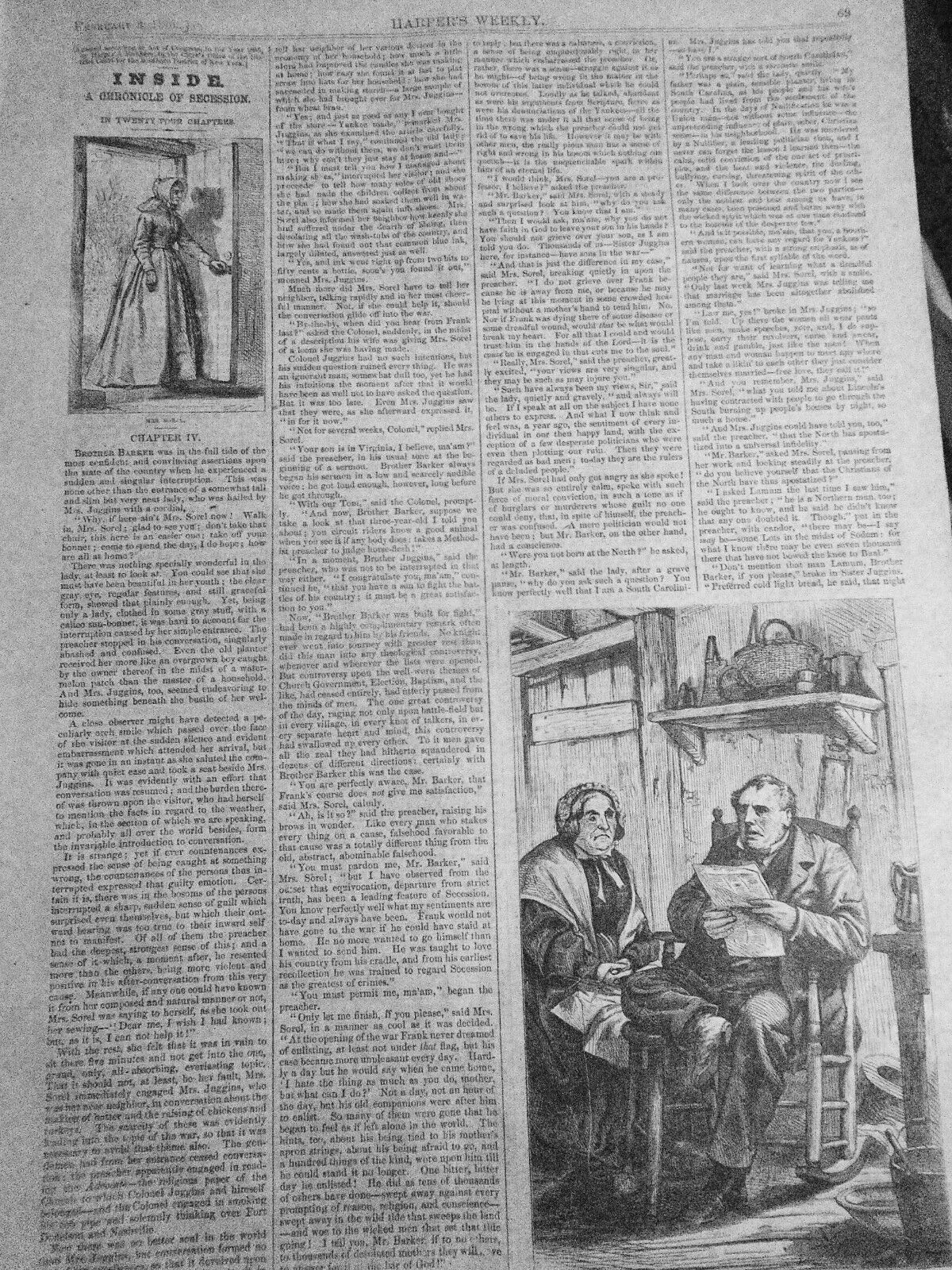 Harper's Weekly February 3, 1866. Louisiana Map; Iron-Clad Navy; The Lost Found.