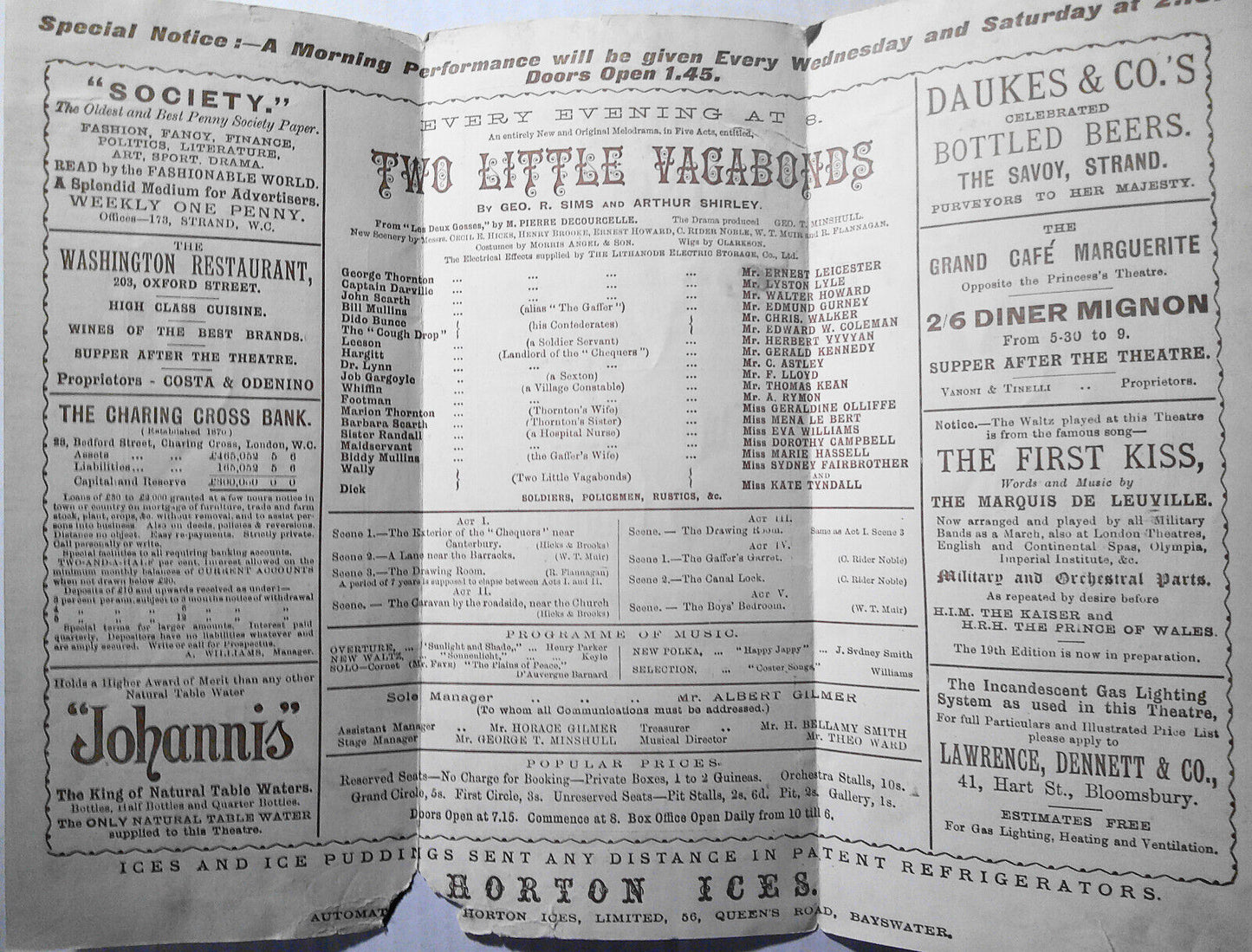 "Two Little Vagabonds" souvenir program, Royal Princess's Theatre, London [1896]