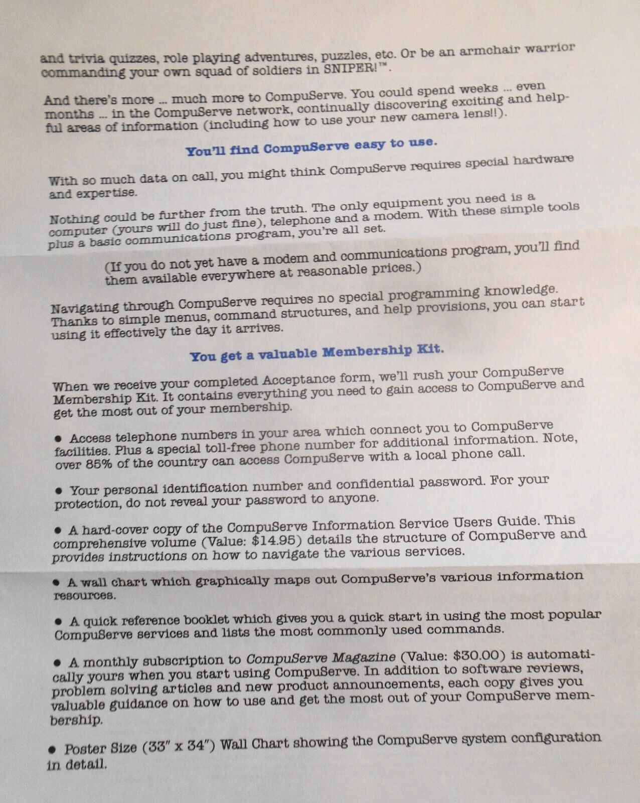 Compuserve Membership invitation letter [1988]