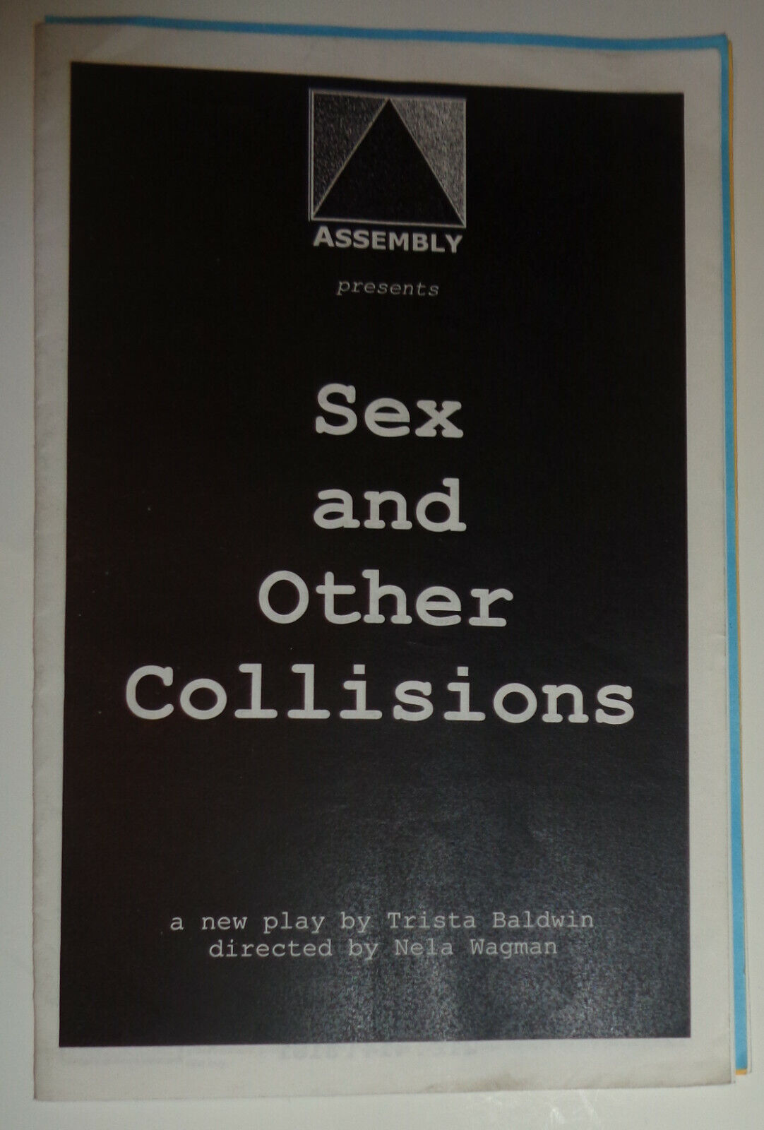 Sex and Other Collisions by Trista Baldwin - Program - 2001 Currican Theater NYC