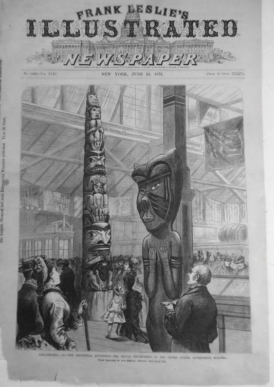 [Totem poles] 1876 Philadelphia Centennial Exposition Indian Department Original