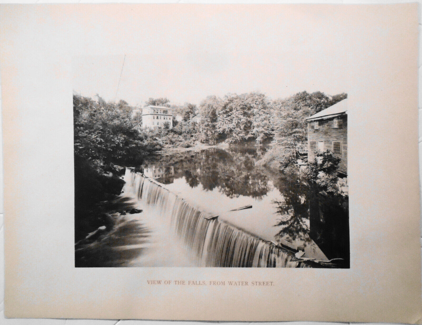 View of the Falls, from Water St, Fitchburg MA print early 1900s 13.75" x 10.25"