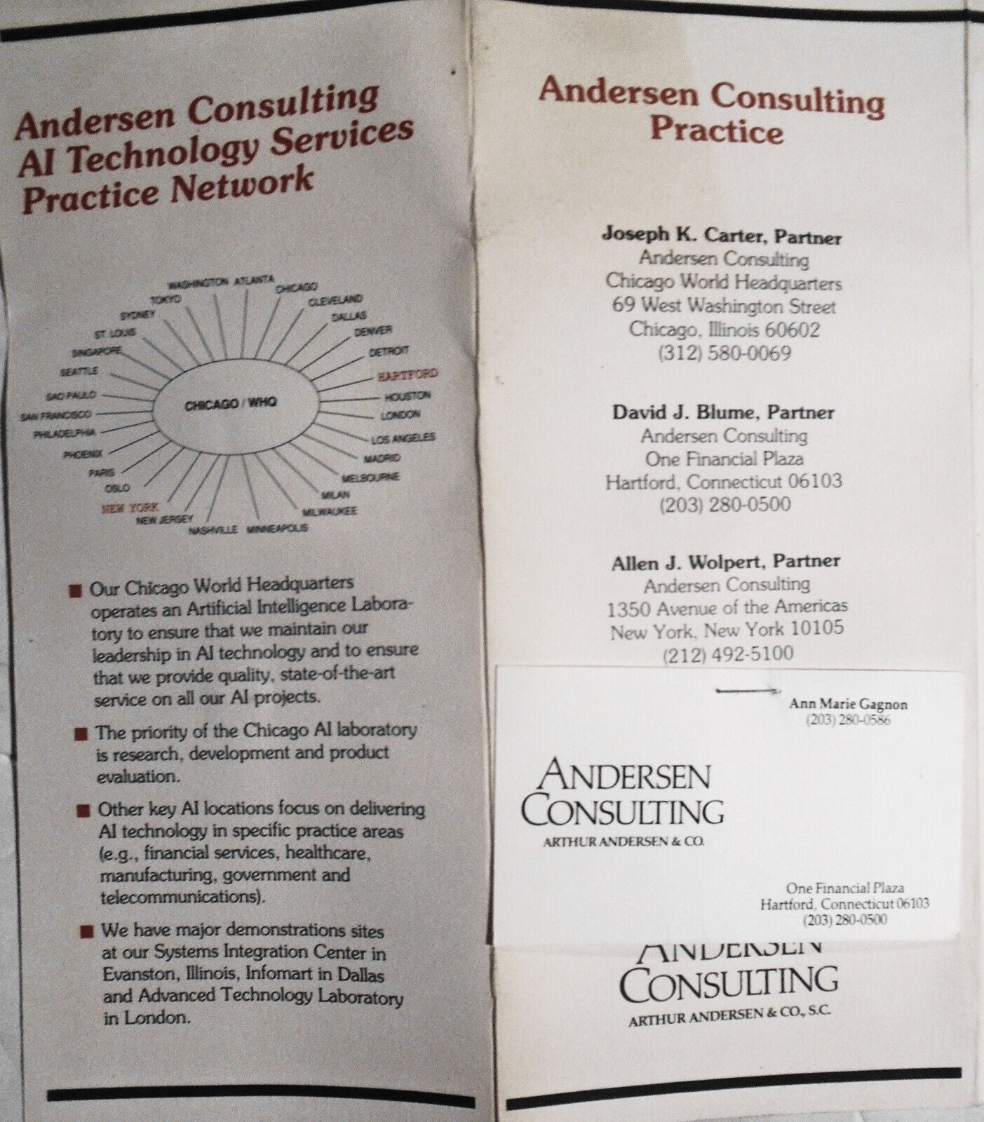 Andersen Consulting Artificial Intelligence brochure [1980s]. Arthur Andersen Co