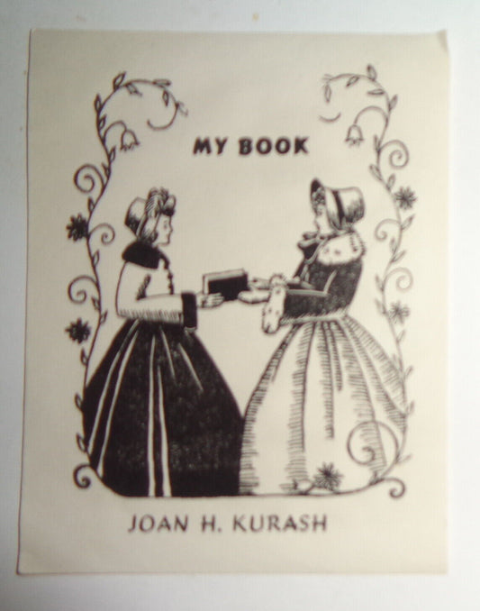 Joan H. Kurash Ex Libris Bookplate. 1940's.