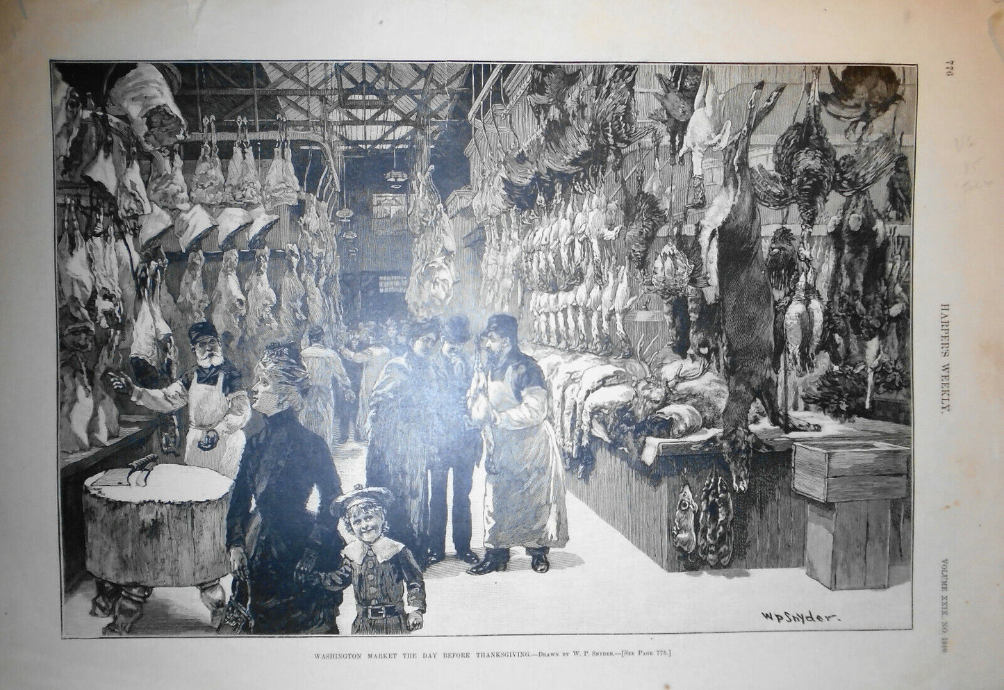 Washington Market The Day Before Thanksgiving. Harper's Weekly November 28, 1885