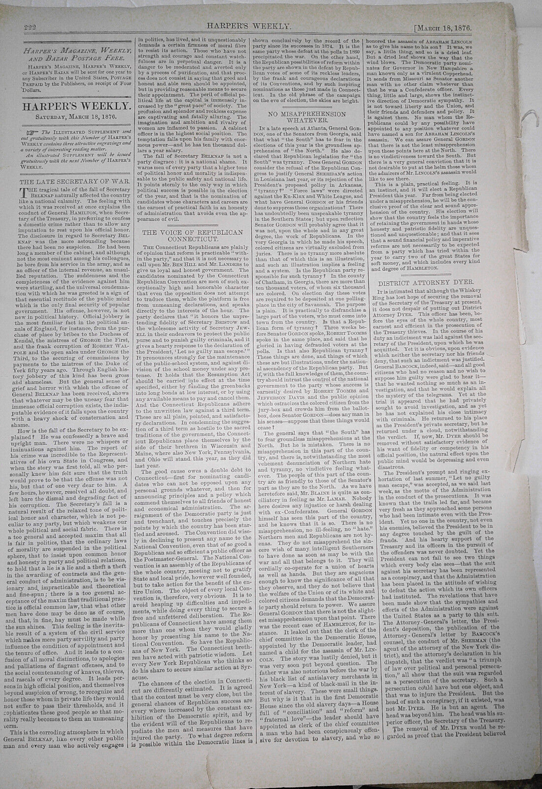 The Beacon Watch, by Julian Scott - Harper's Weekly March 18, 1876. Original