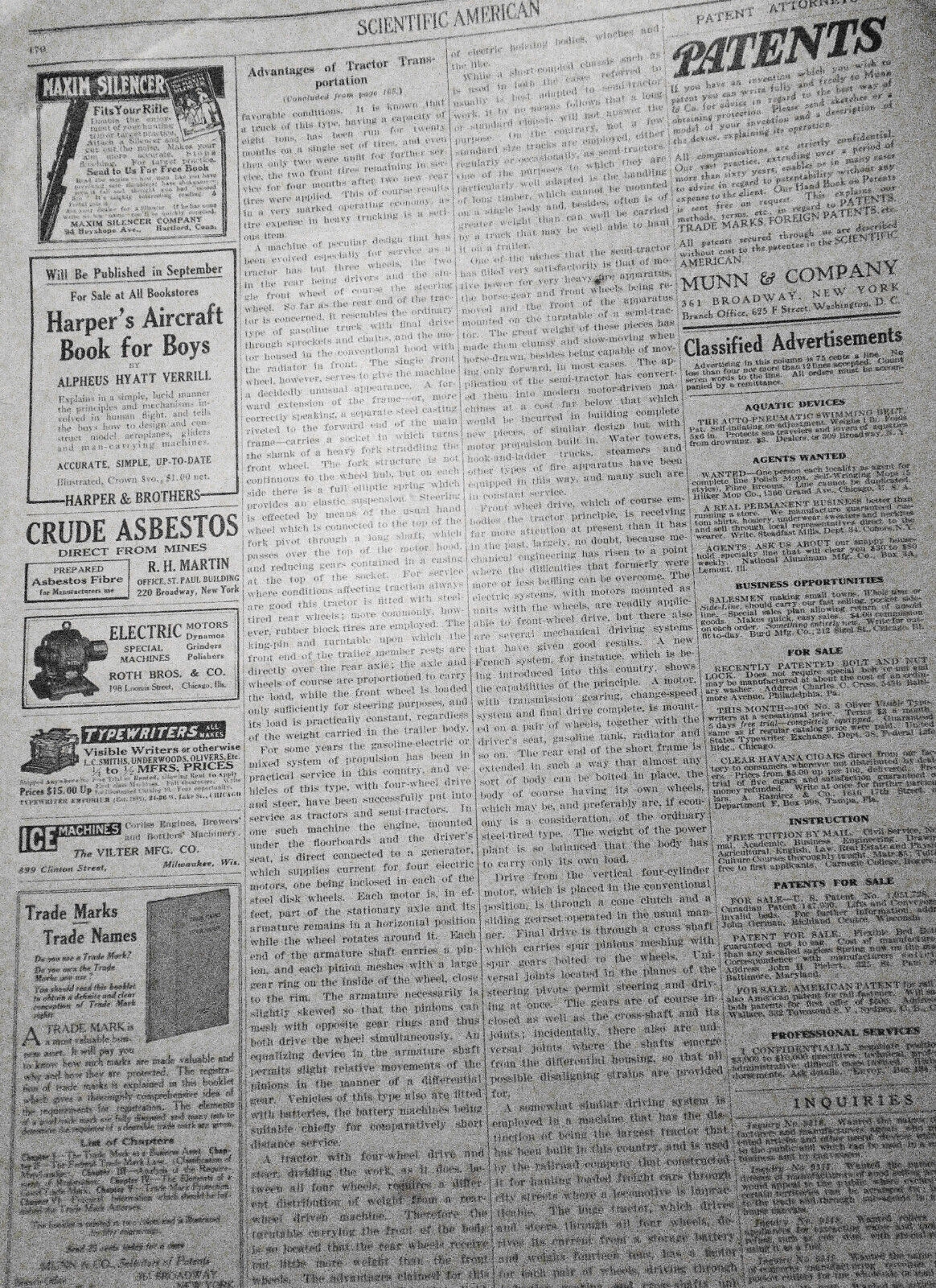 The Motor-driven Commercial Vehicle - Aug. 30, 1913 Scientific American. 4 pages