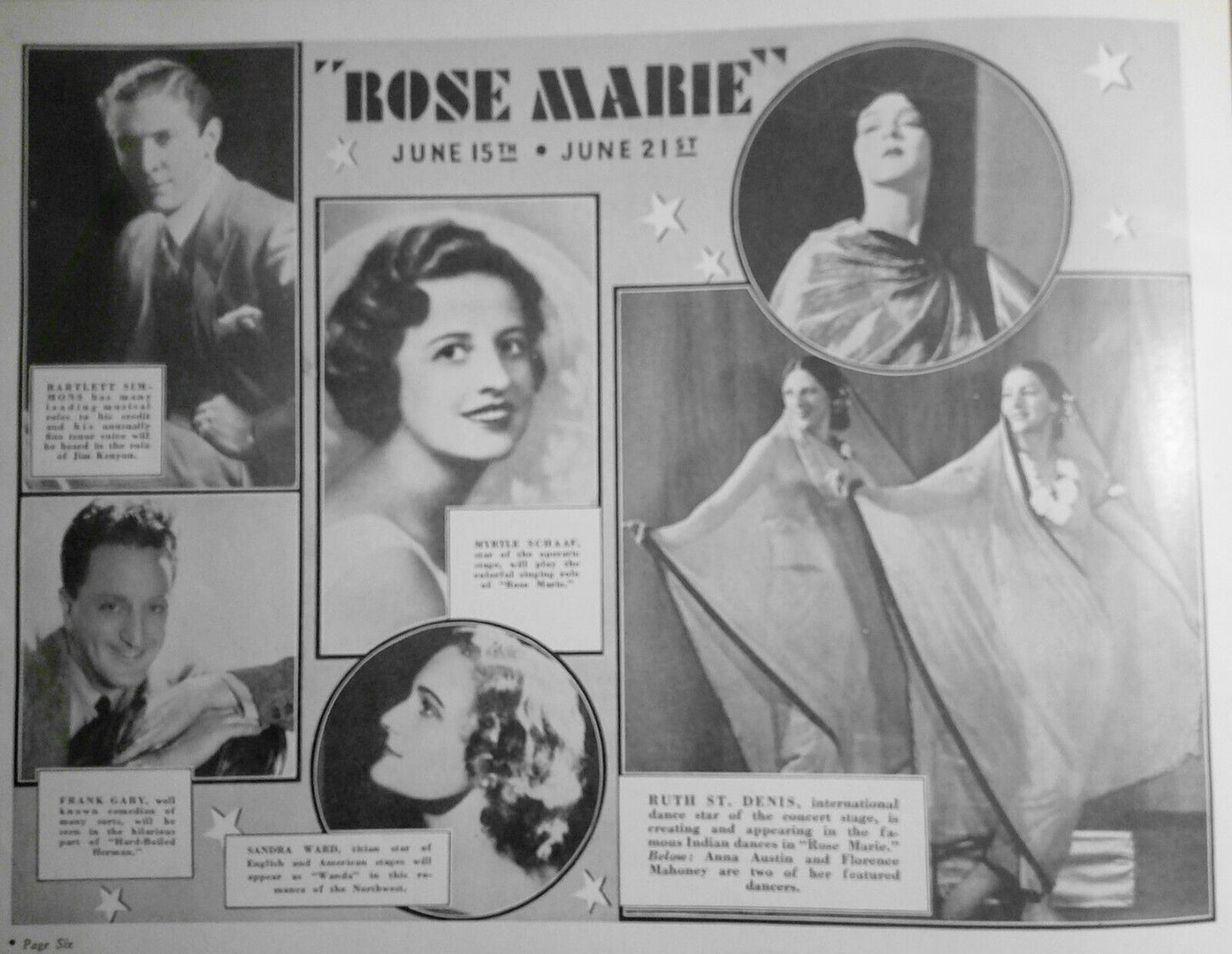 1935 Opera Under The Stars - 3 Programs: Rose Marie, Blossom Time, Bittersweet