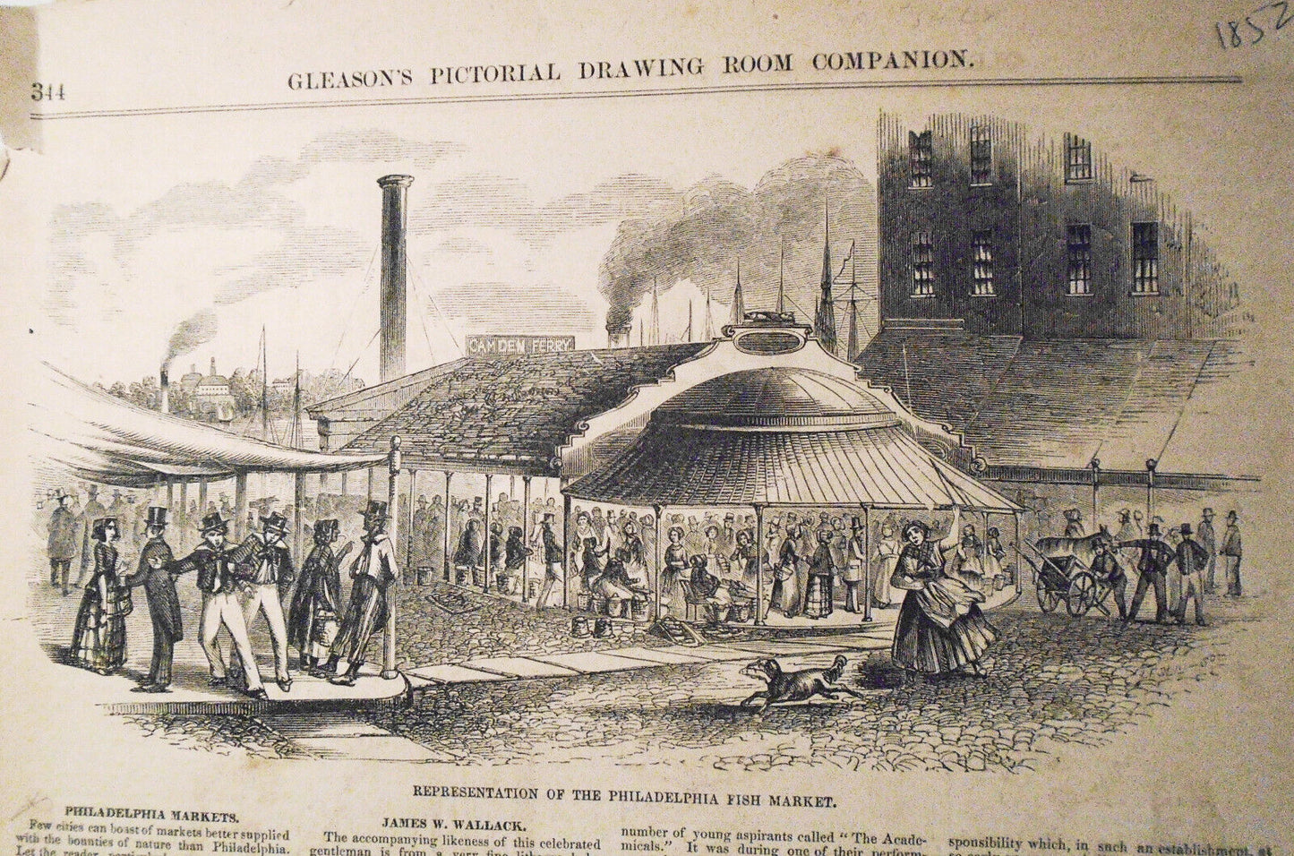 The Philadelphia Fish Market + James William Wallace - Gleason's Pictorial 1852