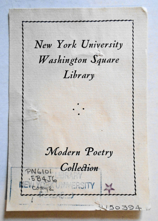 New York University Washington Square Library Modern Poetry Collection Bookplate