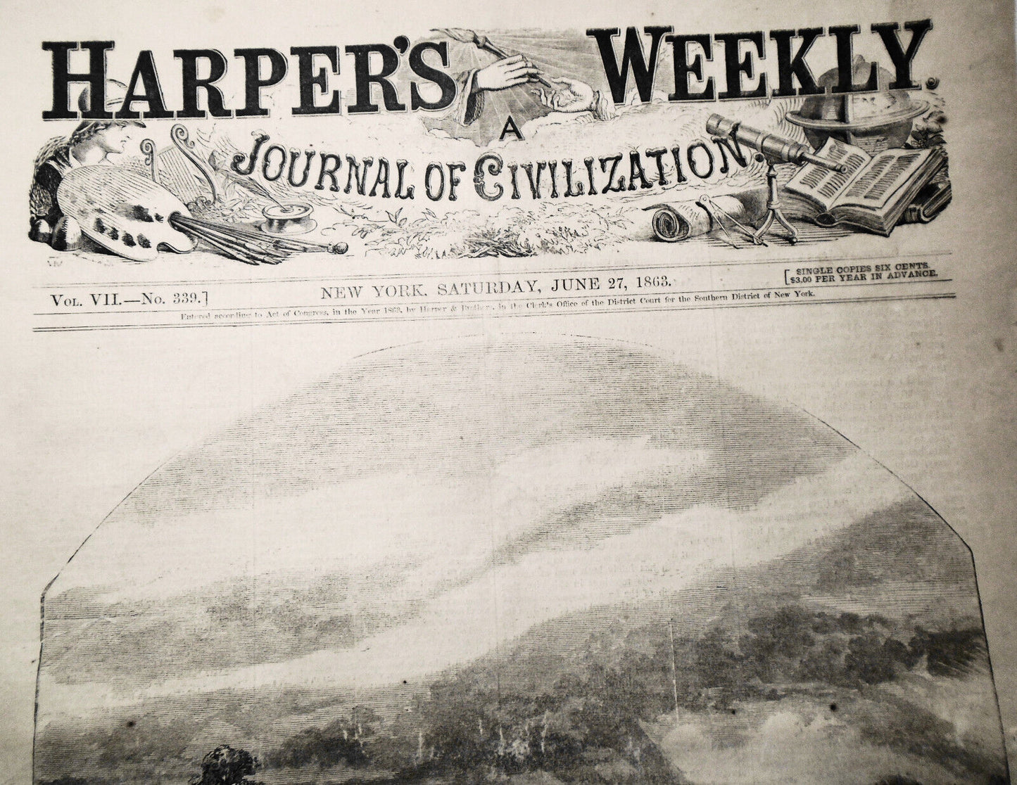 Harper's Weekly June 27, 1863 - Civil War reports / Map of Theatre of Operations