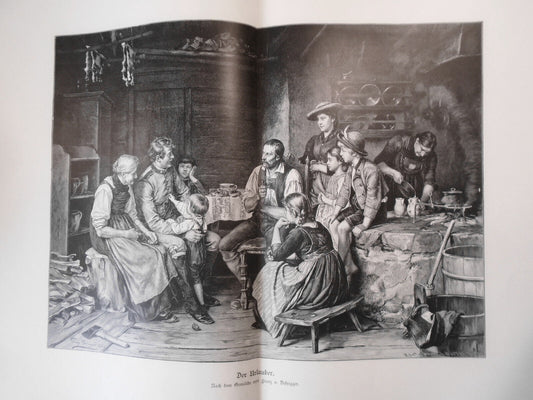Der Urlauber, by Franz V. Defregger -- 1886 - Original antique print. 22x16 in.