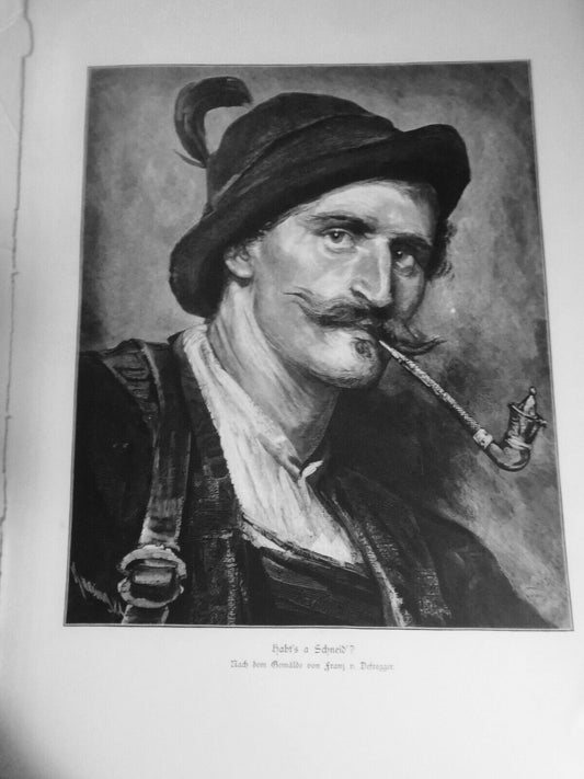 Habt's a Schneid'?  by Franz von Defregger --  1886  -  Original antique print