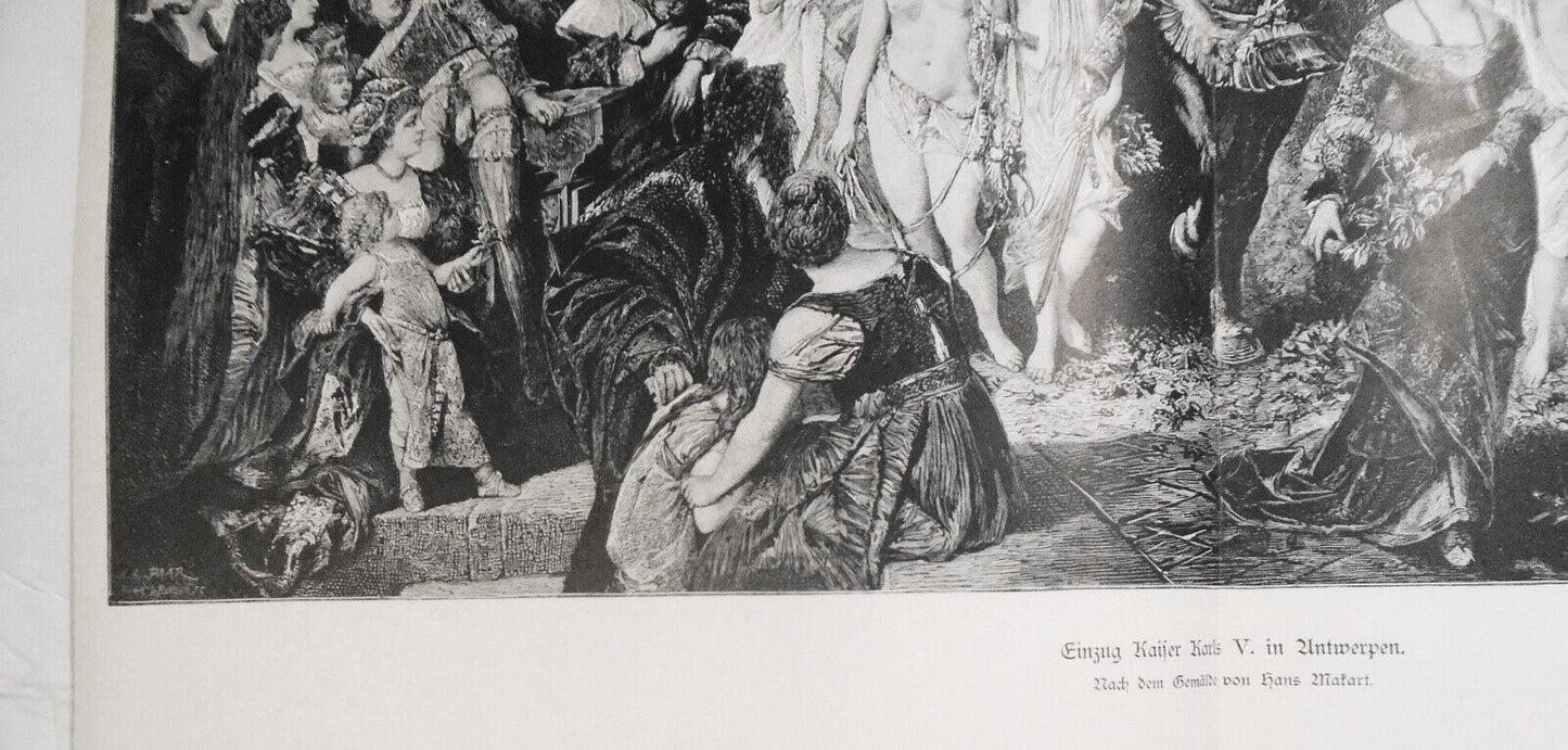 Einzug Kaiser Karls V in Antwerpen, by  Hans Makart  -- 1884 - 22 x 16" original
