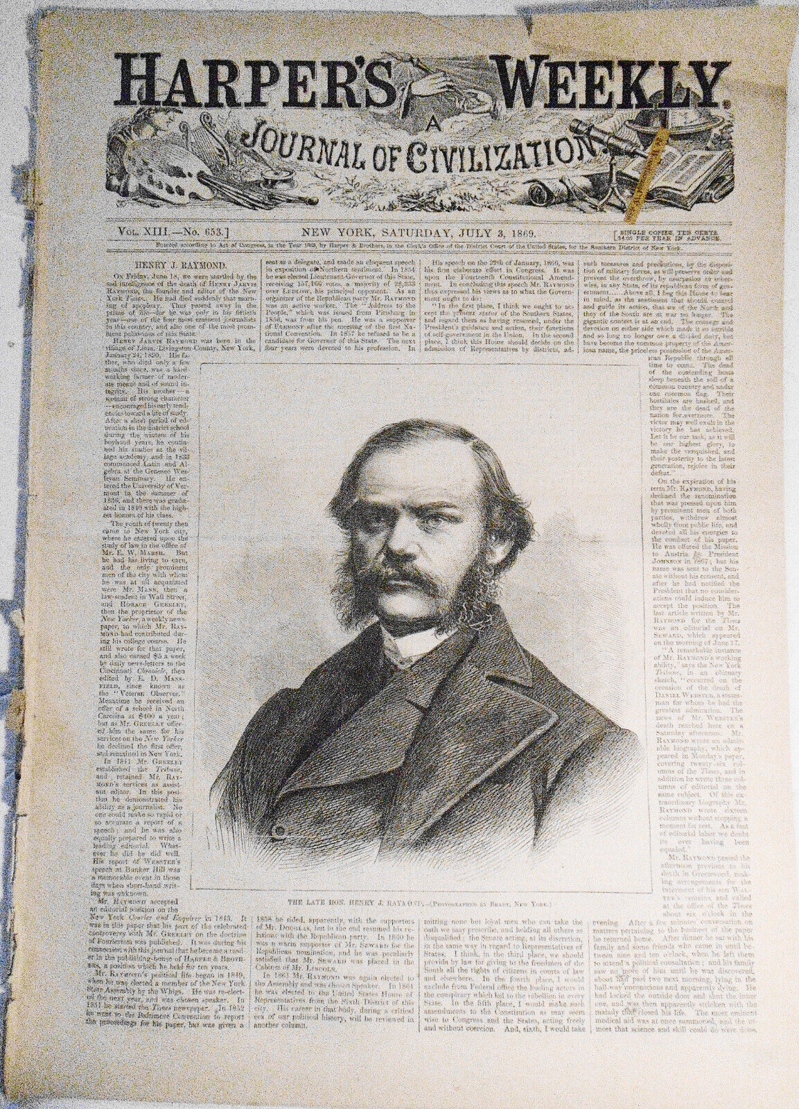 [Baseball] Cincinnati Red Stockings  Harper's Weekly July 3, 1869 - ORIGINAL