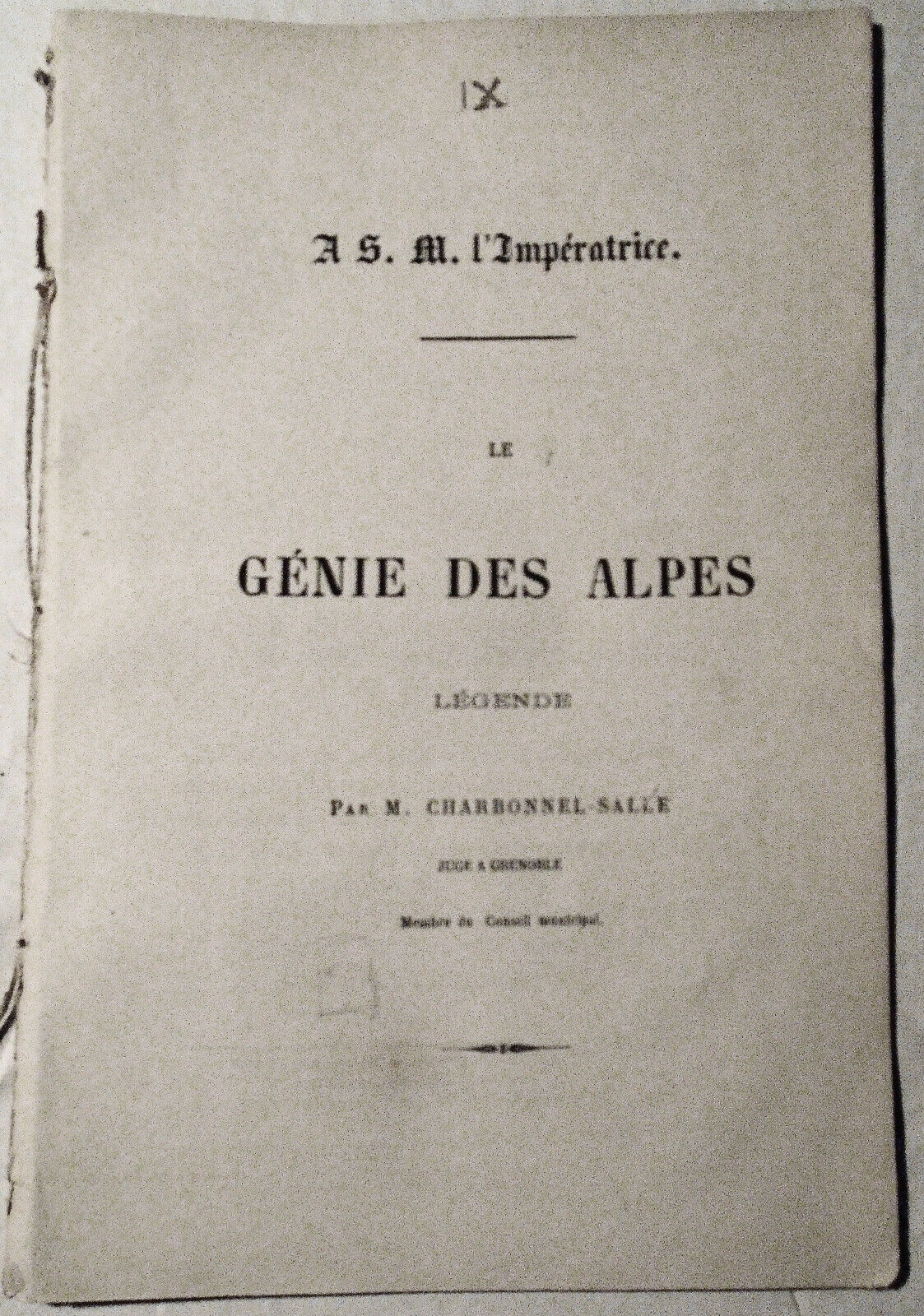 Le Genie des Alpes & 1815 Ode aux Grenoblois, par M. Charbonnel-Salle. 1860