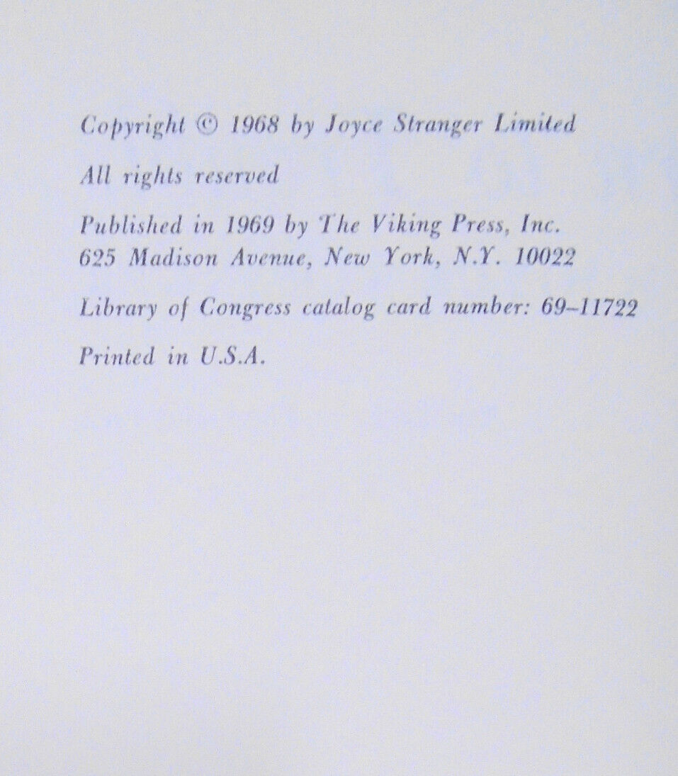 BORN TO TROUBLE, by Joyce Stranger. Signed First Edition, 1969.