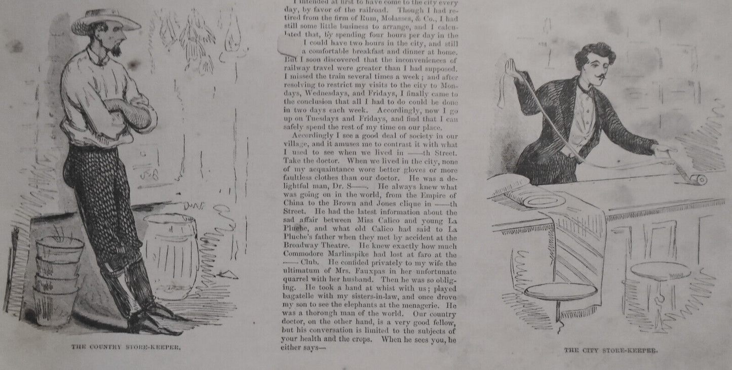 Town And Country - Harper's Weekly, February 6, 1858 - Story & 6 Prints