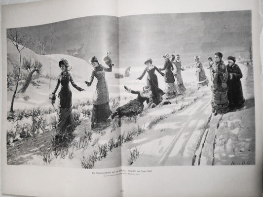 Damenpensionat auf der Eisbahn, by Hans Dahl  --  1886 - 22x16" original