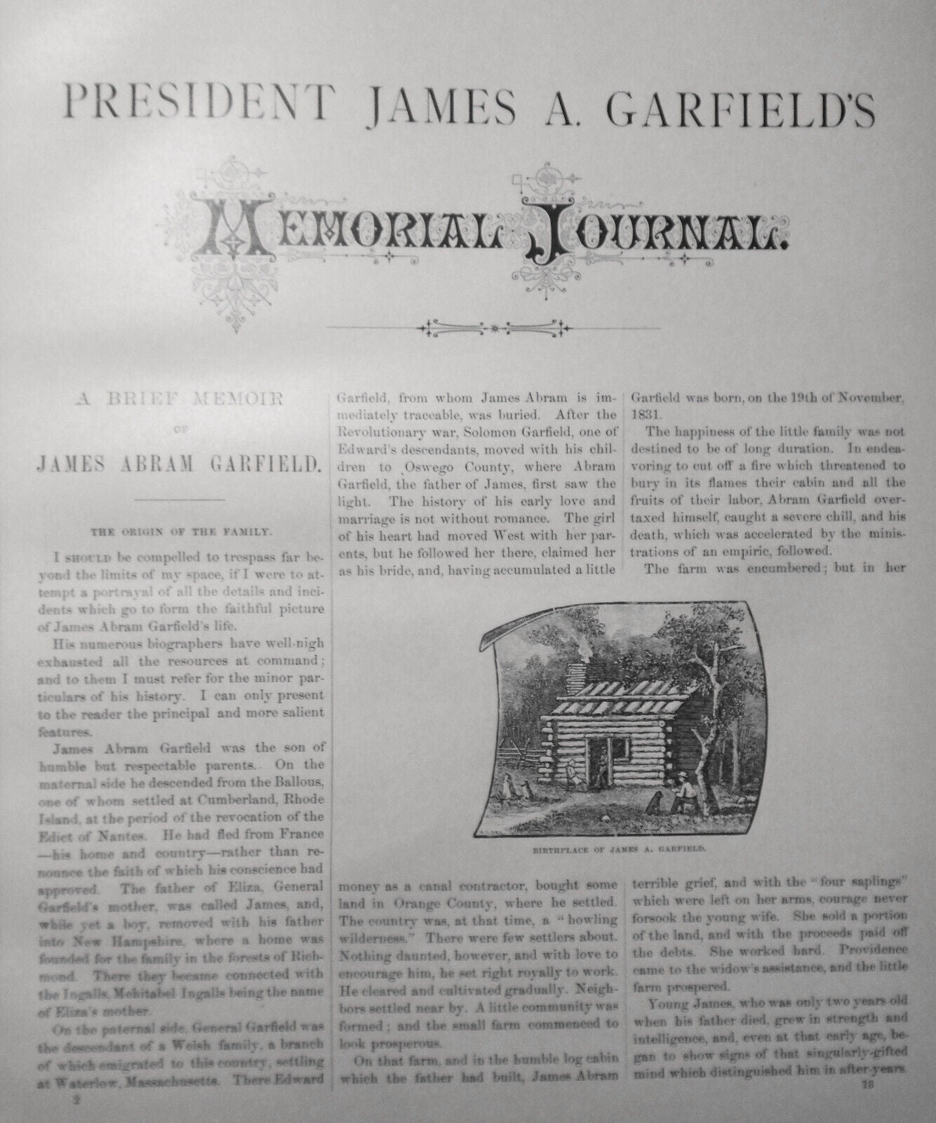 1882 President James A Garfield's Memorial Journal by Clara F Deihm. 1st edition