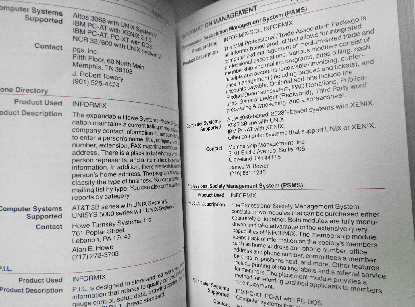 1987 Informix Software Independent Vendor Catalog