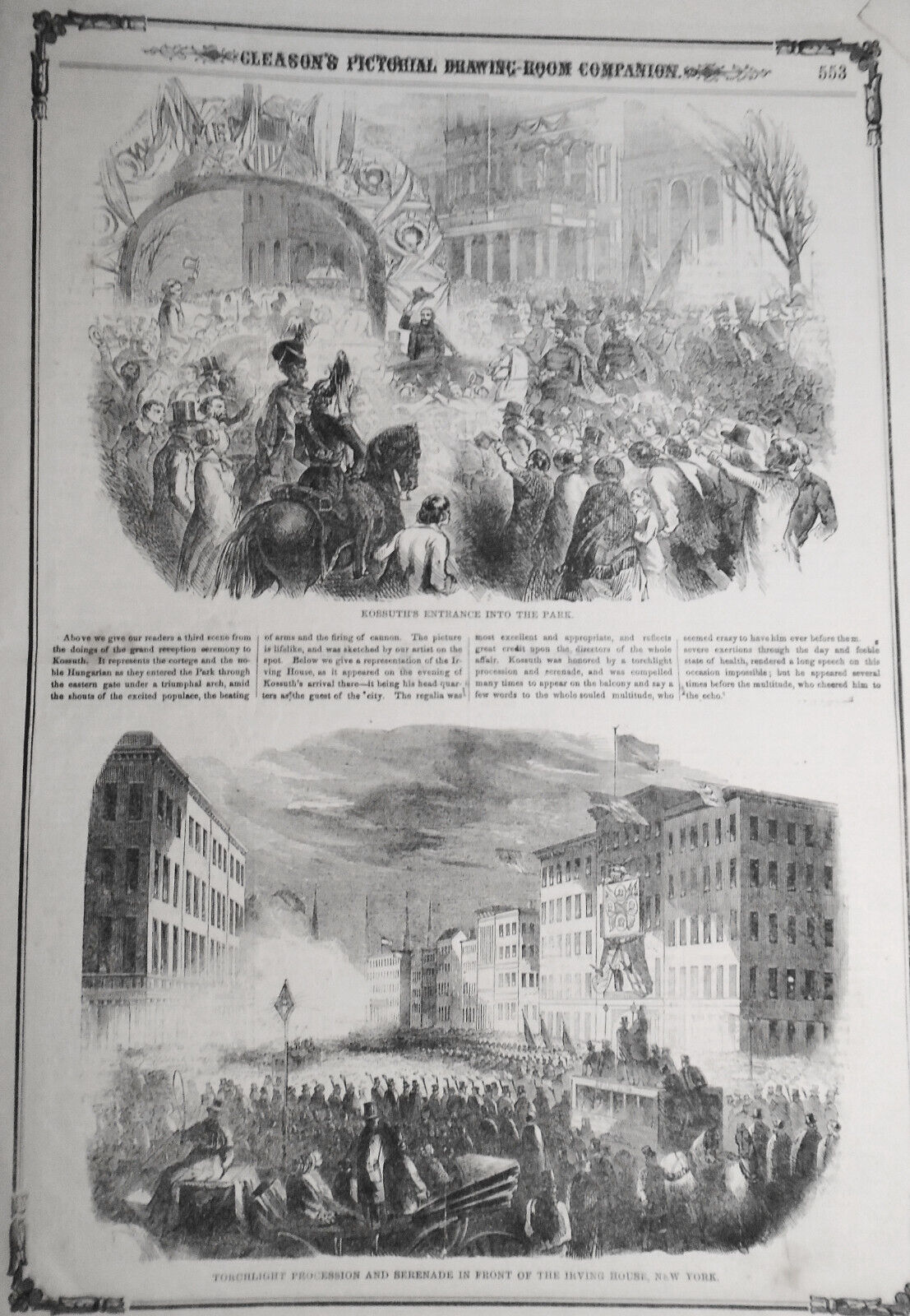 Gleason's Pictorial - December 27, 1851. Much on Kossuth