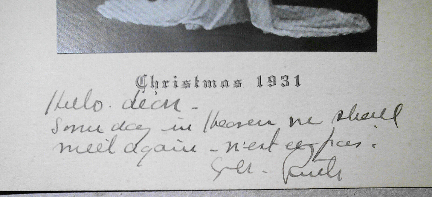 Ruth St. Denis, dancer, SIGNED Photo, Christmas 1931. Original. 6.5 x 5 inches.
