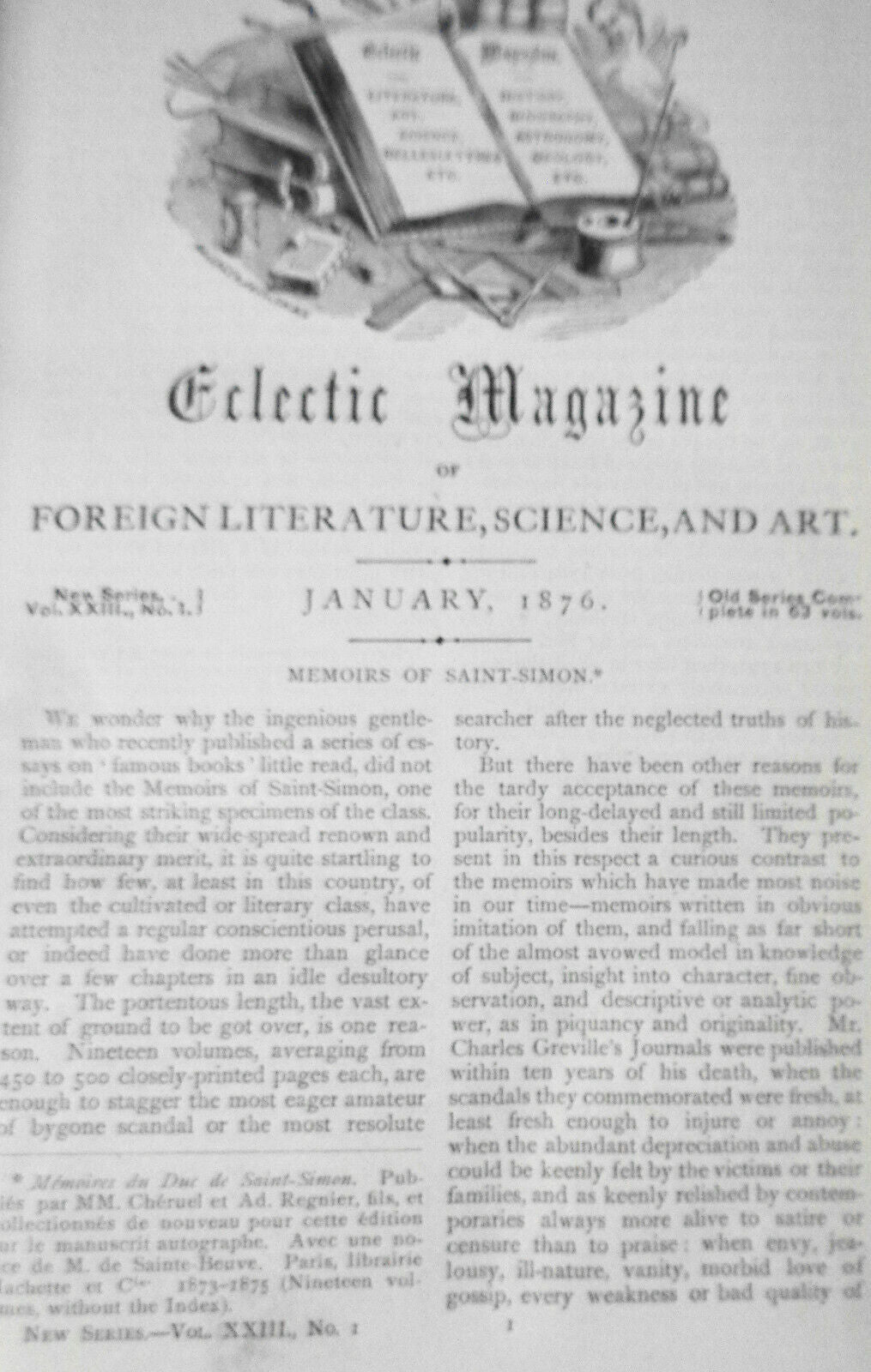 1876 The Eclectic magazine of foreign literature, science, art Jan-Jun, Vol. 23