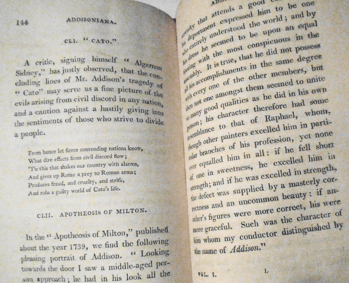 1803 Addisoniana - with sketch of life of Addison & 7 letters engraved - 2 vols.