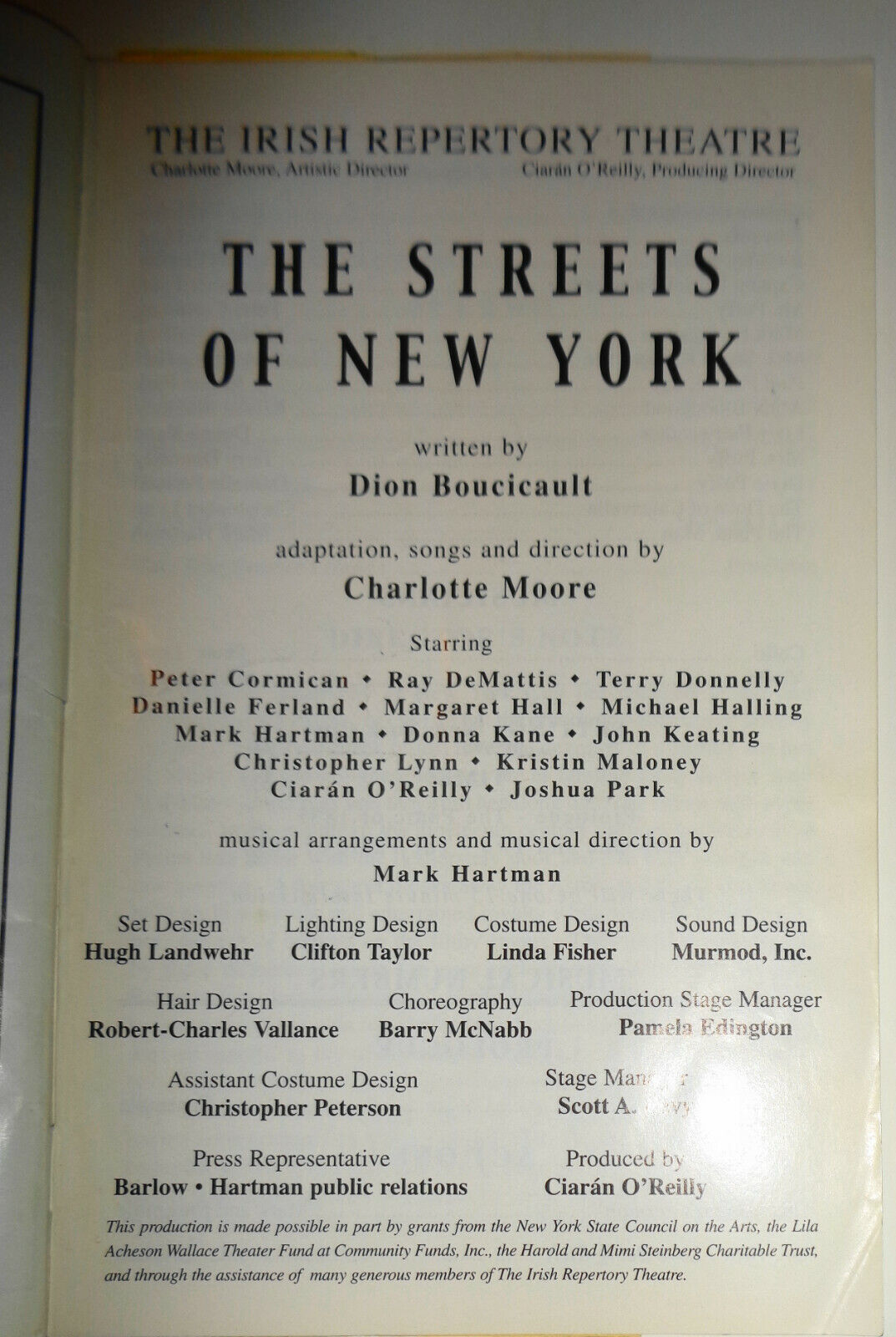 The Streets of New York, by Dion Boucicault. SHOWBILL, 2002 Irish Repertory Thea