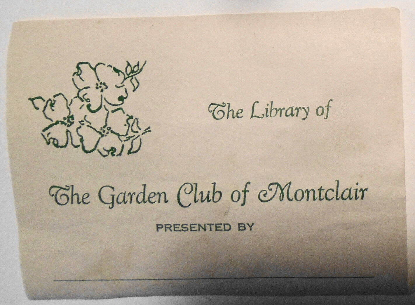 The Library of The Garden Club of Montclair  Ex Libris bookplate