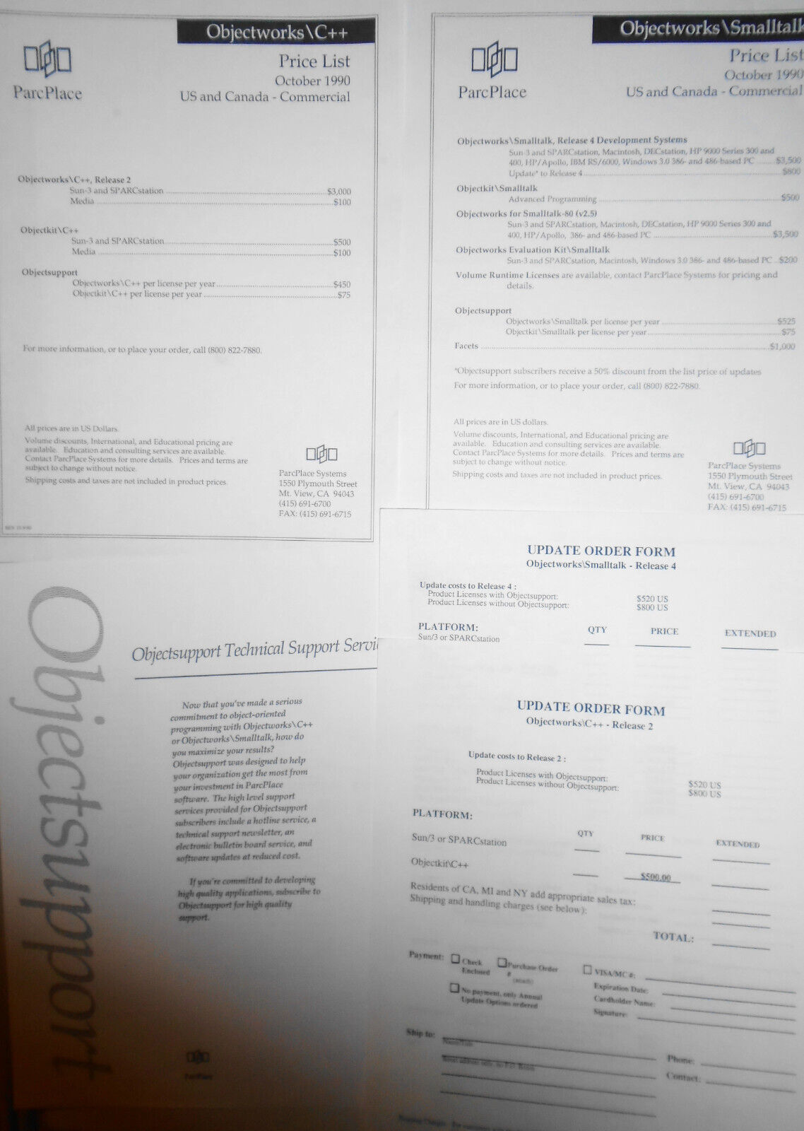 ParcPlace Objectworks\Smalltalk and Objectworks\C++ brochures, 1990