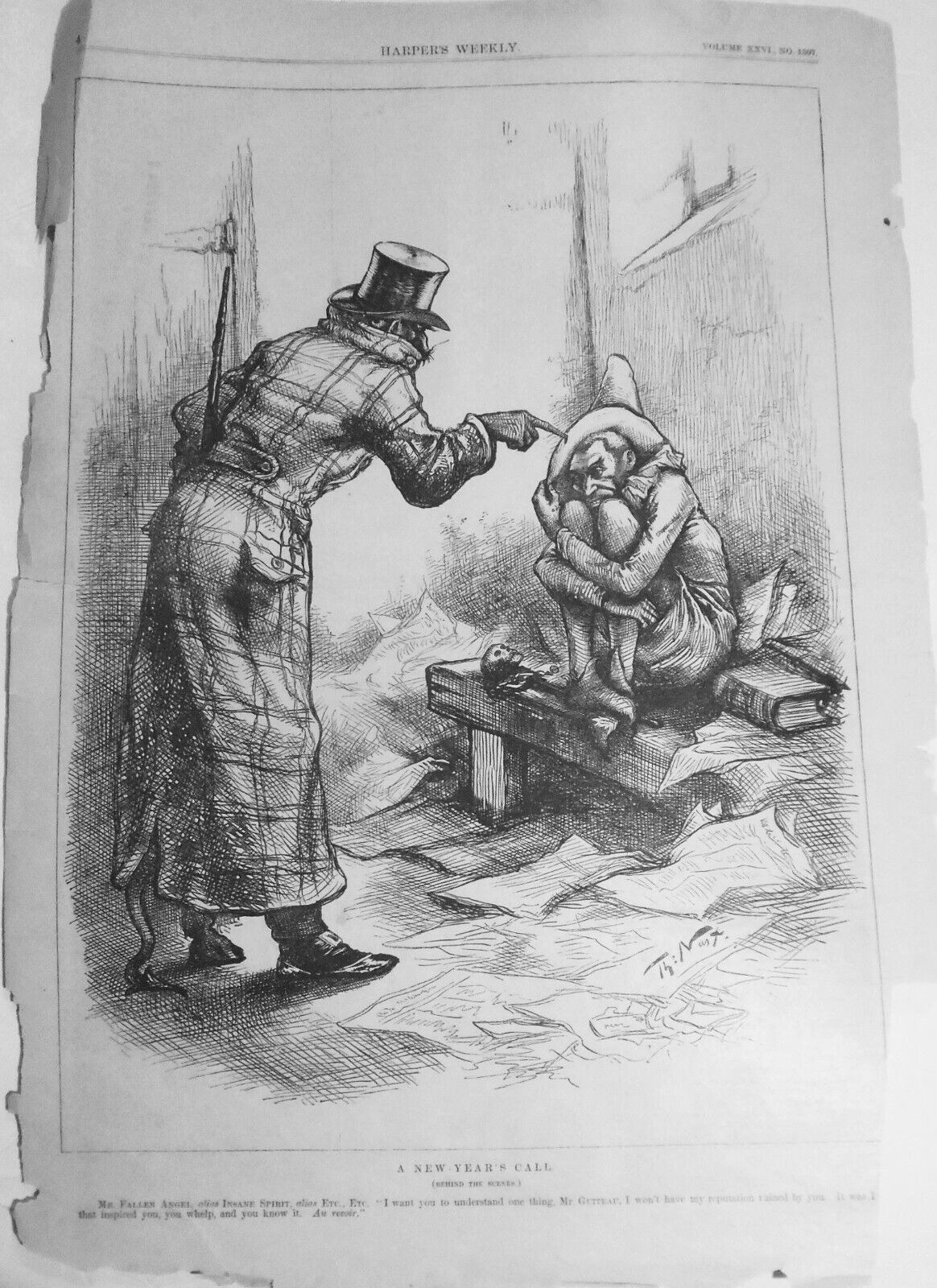 A New Year's call, by Thomas Nast. Harper's Weekly, January 7, 1882. Original