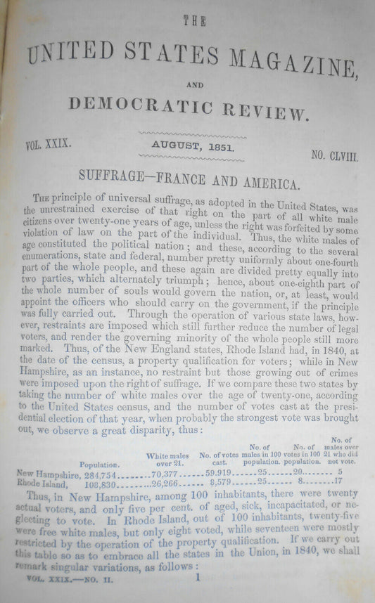 The United States Magazine and Democratic Review, August 1851